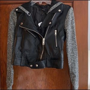 Forever 21 faux leather w/ cloth sleeves
